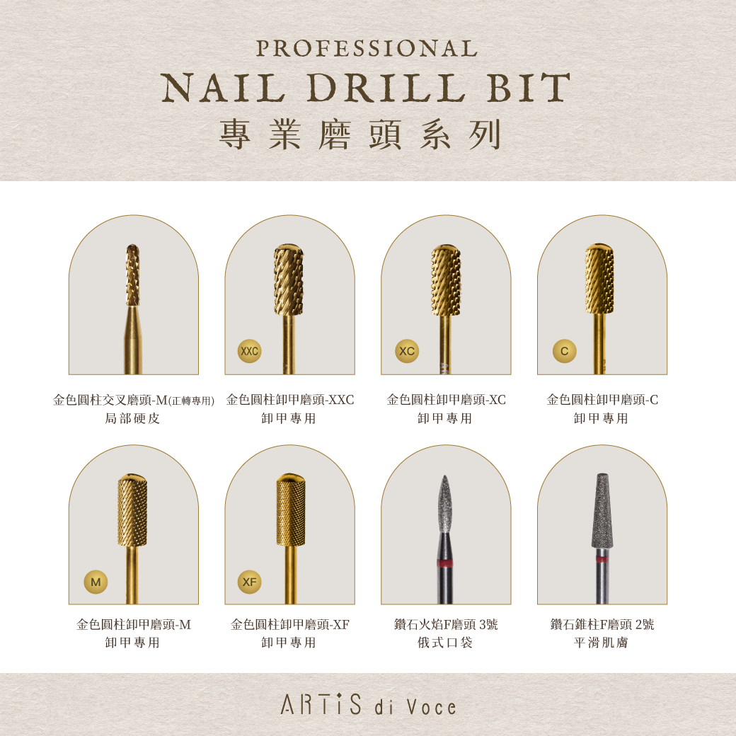 ARTiS di Voce 金色圓柱卸甲磨頭-M